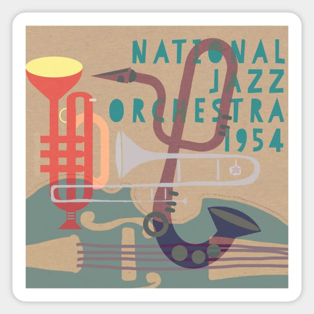 jazz orchestra 1954 Sticker by Beni-Shoga-Ink